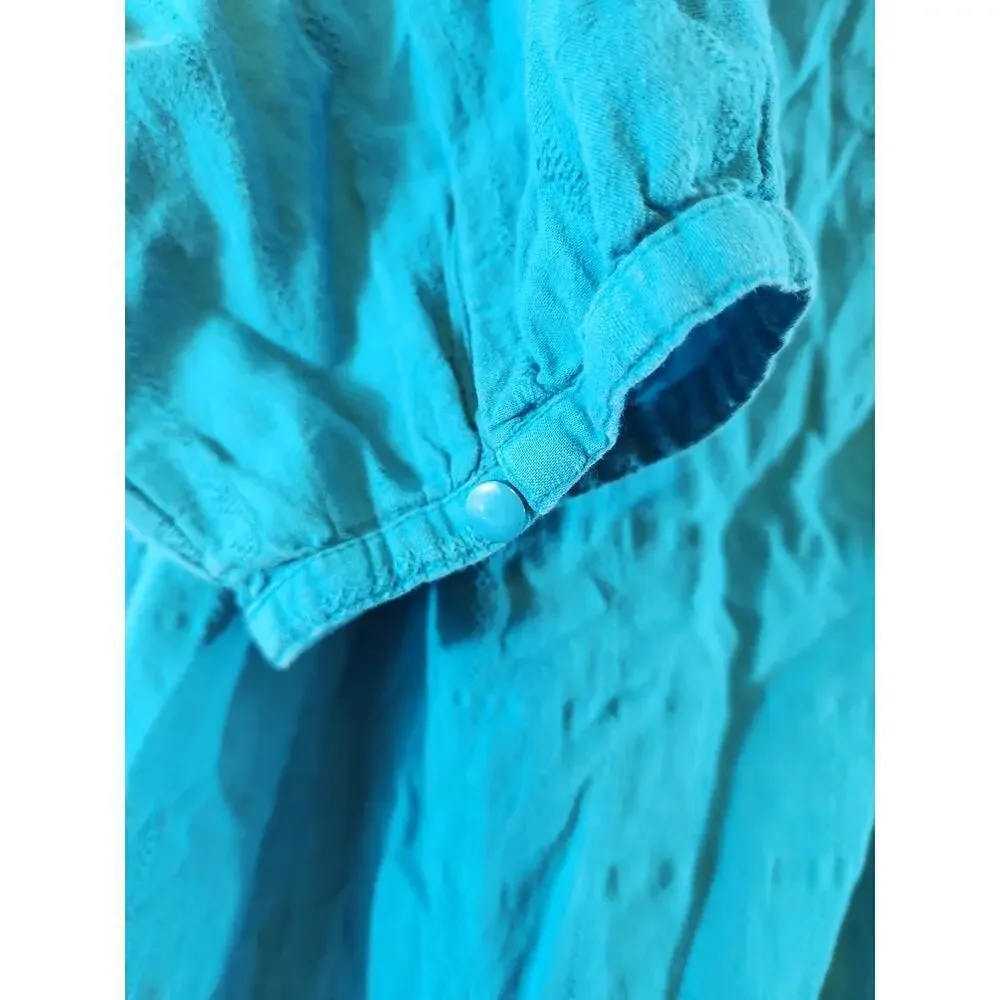 Catherine's women's sz 1X 18/20 cotton tunic blouse teal‎ 3/4 sleeve